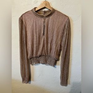Shimmer high neck blush pink long sleeve top